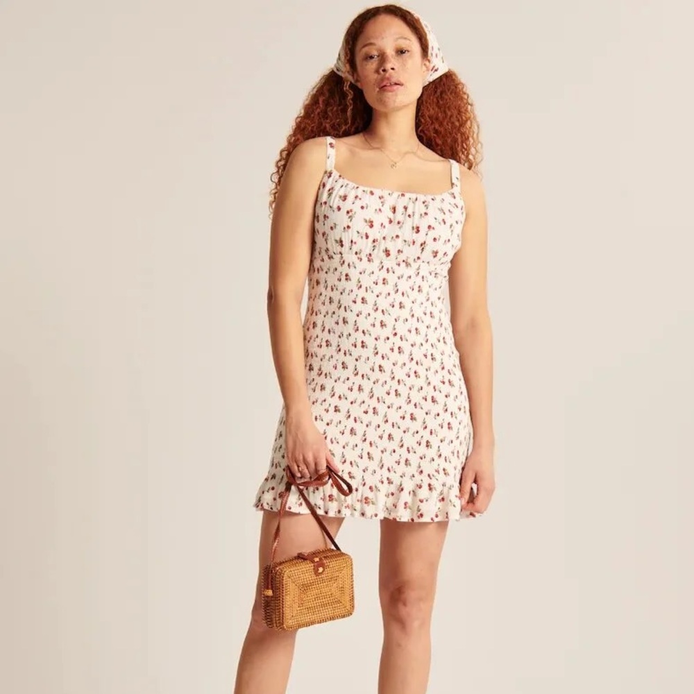 Abercrombie and fitch cherry print smocked mini dress